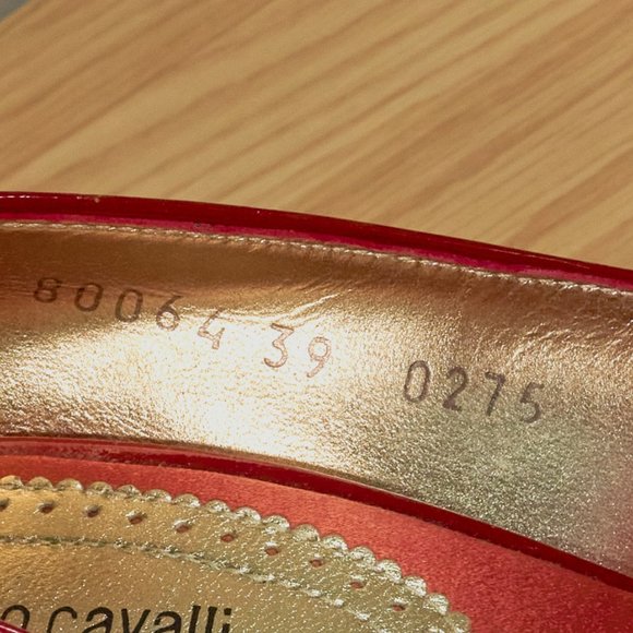 Roberto Cavalli Red Patent Leather Sandals High Heels, Size IT 39, Made in Italy - Picture 3 of 11
